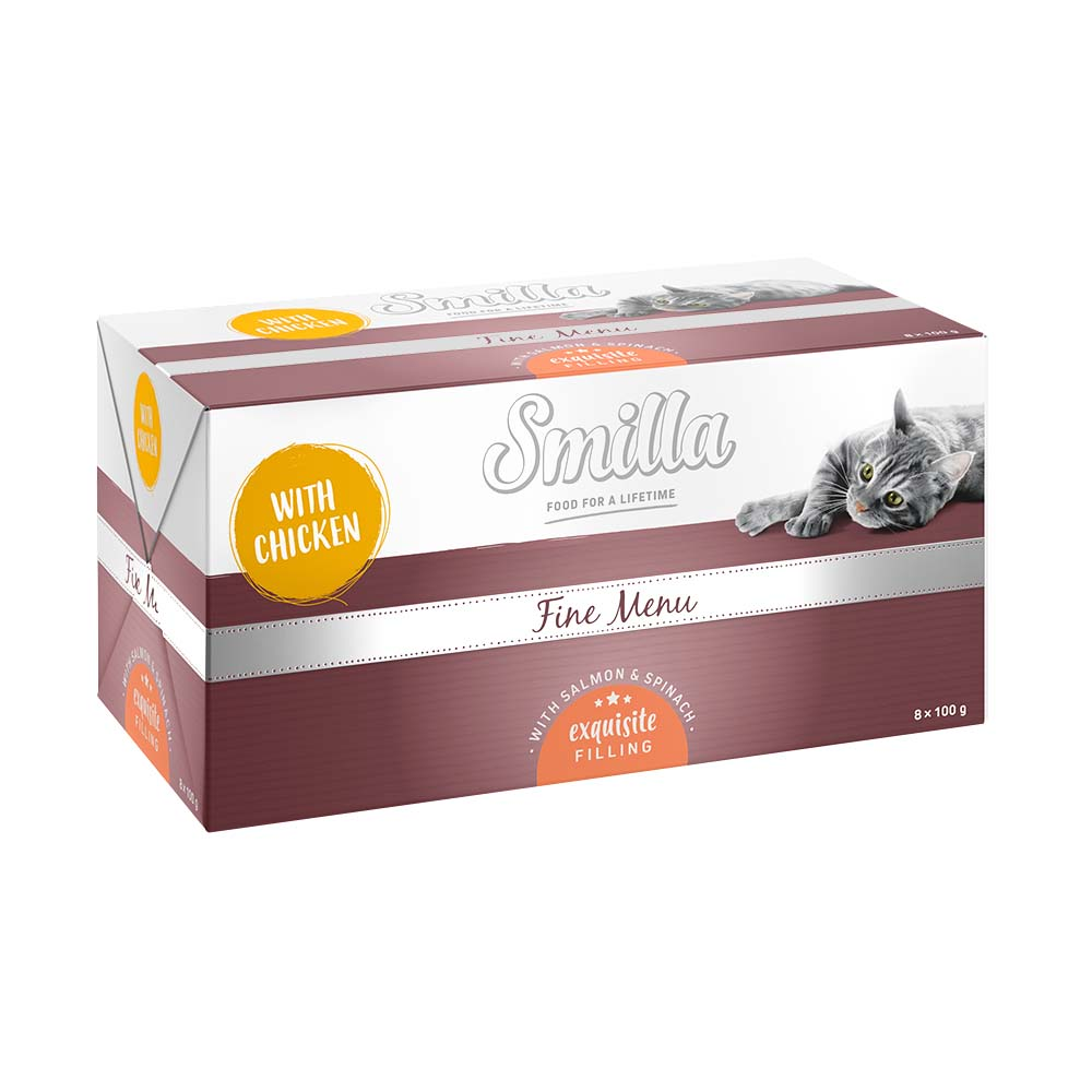 Smilla Fine Menu, z nadzieniem, 24 x 100 g - Kurczak, łosoś, szpinak
