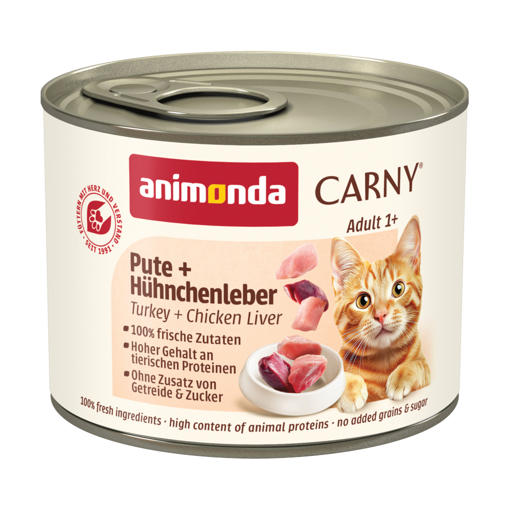 Korzystny pakiet animonda Carny Adult, 12 x 200 g - Indyk i wątróbki kurze