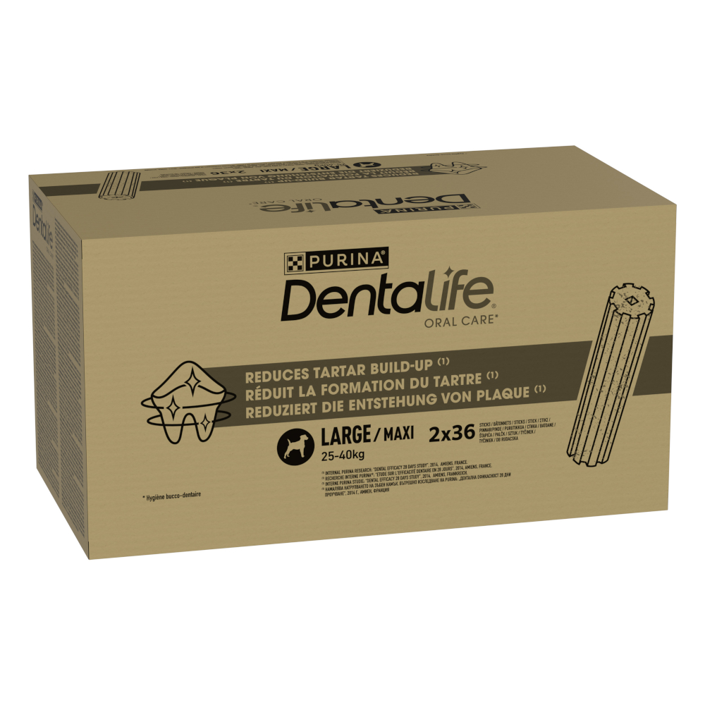 PURINA Dentalife, codzienna pielęgnacja zębów dla dużych psów - 2 x 72 sztuk (48 x 106 g)