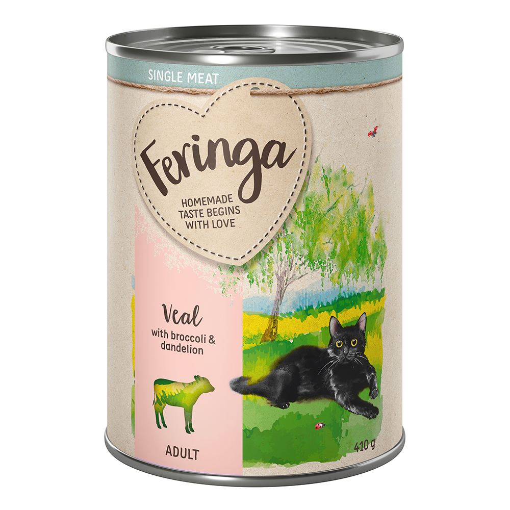 Korzystny pakiet Feringa Single Meat Menu, 12 x 410 g - Cielęcina z  brokułem i mniszkiem lekarskim