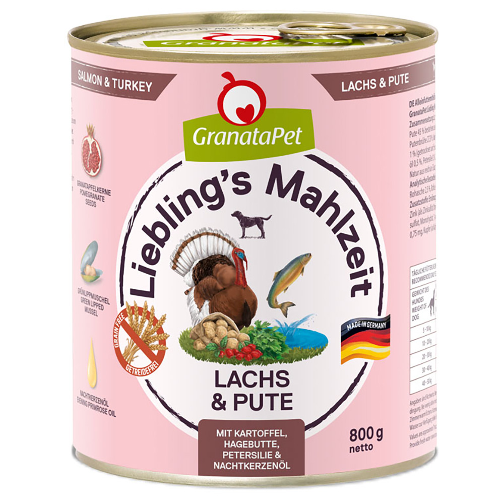 GranataPet Liebling's Mahlzeit, 6 x 800 g - Łosoś i indyk z ziemniakami