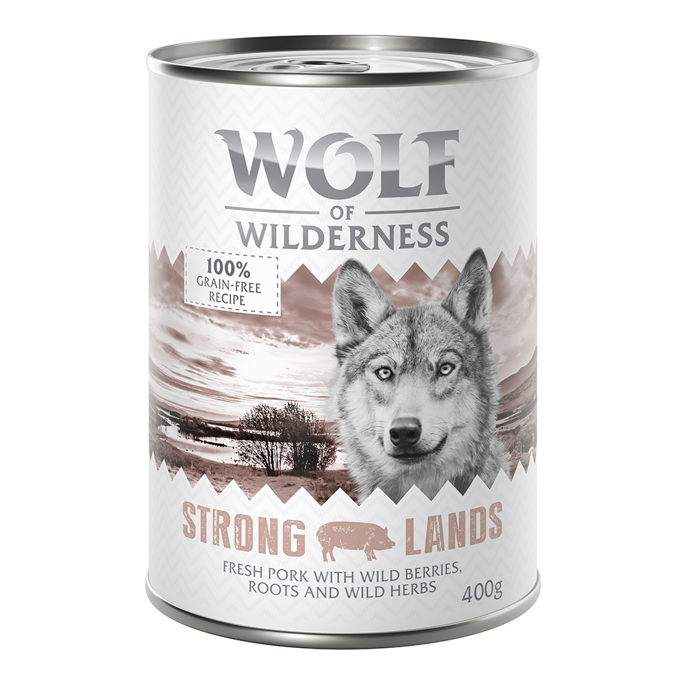 Wolf of Wilderness Monoprotein Adult, 6 x 400 g - Strong Lands, wieprzowina