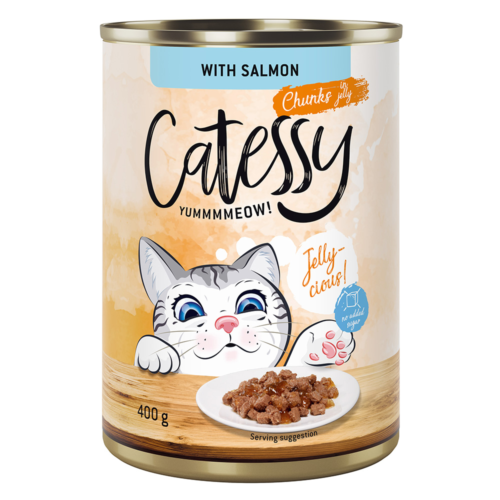 Catessy Kawałeczki w sosie i galarecie, 12 x 400 g - Z łososiem w galarecie
