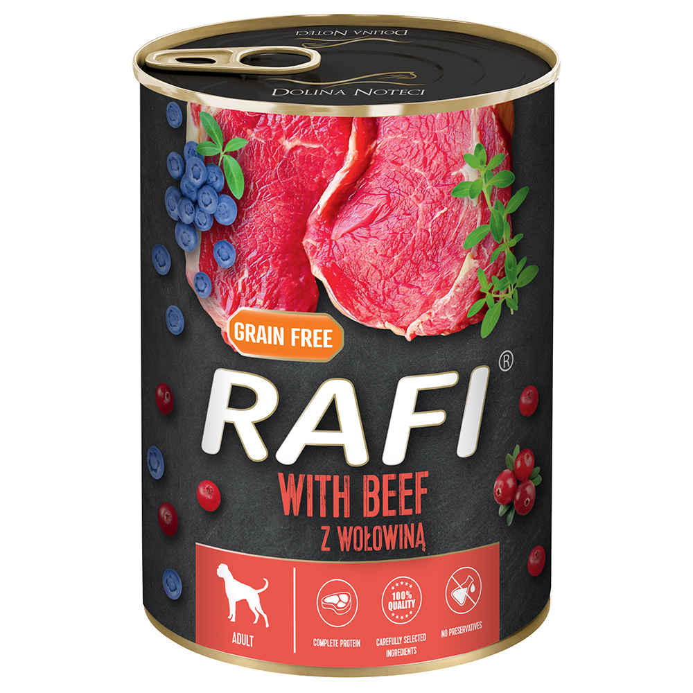 Rafi Adult, 24 x 400 g - Z wołowiną, jagodami i żurawiną