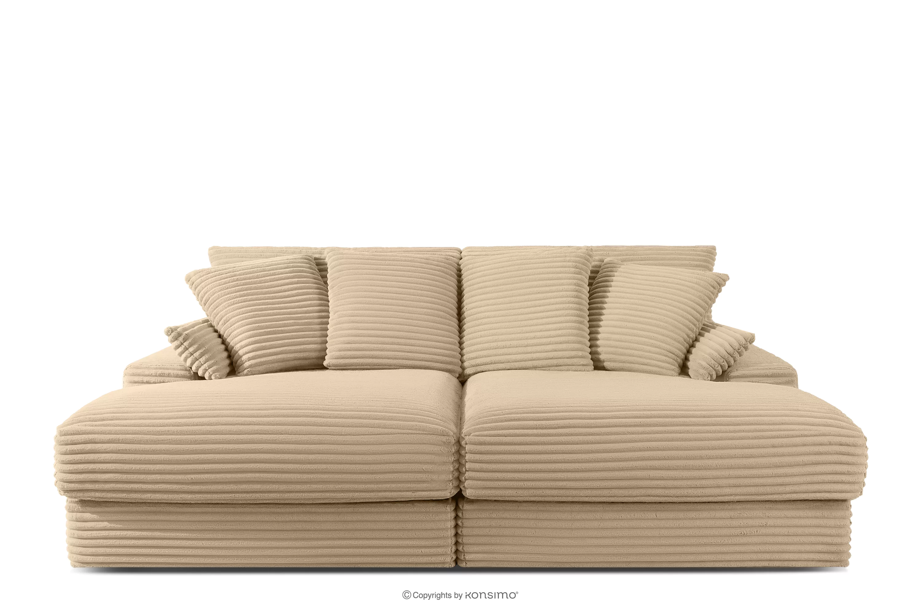Sofa z dużym siedziskiem trzyosobowa w tkaninie sztruks piaskowy ACERA