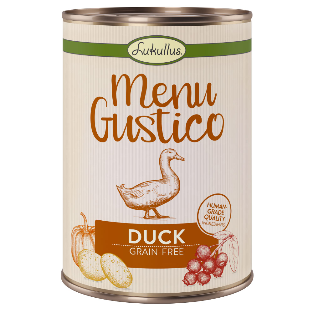 Korzystny pakiet Lukullus Menu Gustico, 24 x 400 g  - Kaczka z marchwią, żurawiną i rozmarynem