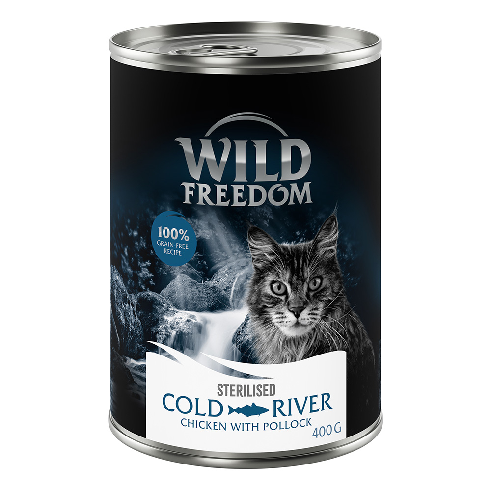 Wild Freedom Adult Sterilised, 6 x 400 g - bez zbóż - Cold River - łosoś i kurczak