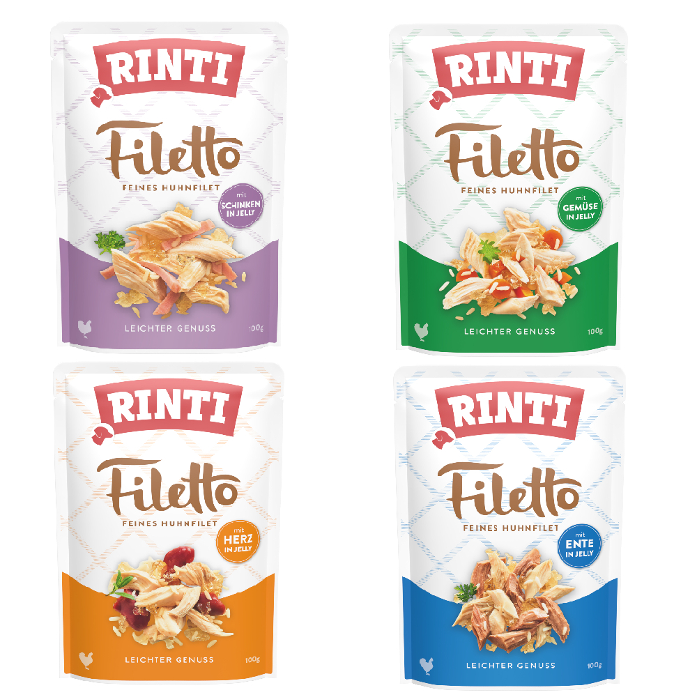Megapakiet RINTI Filetto w galarecie, saszetki, 48 x 100 g - Mix (4 smaki)