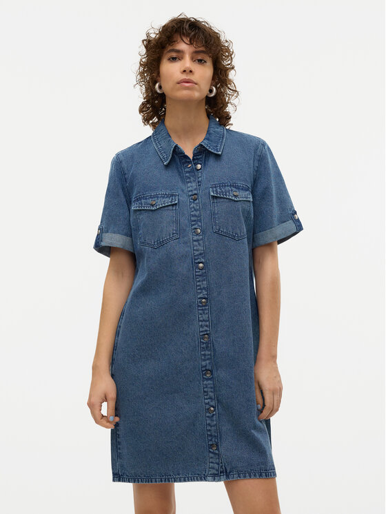Vero Moda Sukienka jeansowa Jennie 10309665 Niebieski Regular Fit