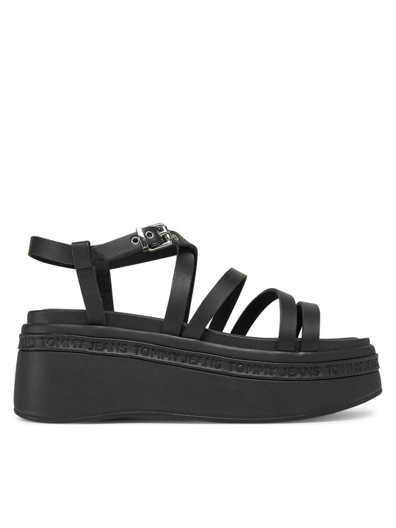 Tommy Jeans Sandały Tjw Wedgy Strappy Sandal EN0EN02756 Czarny