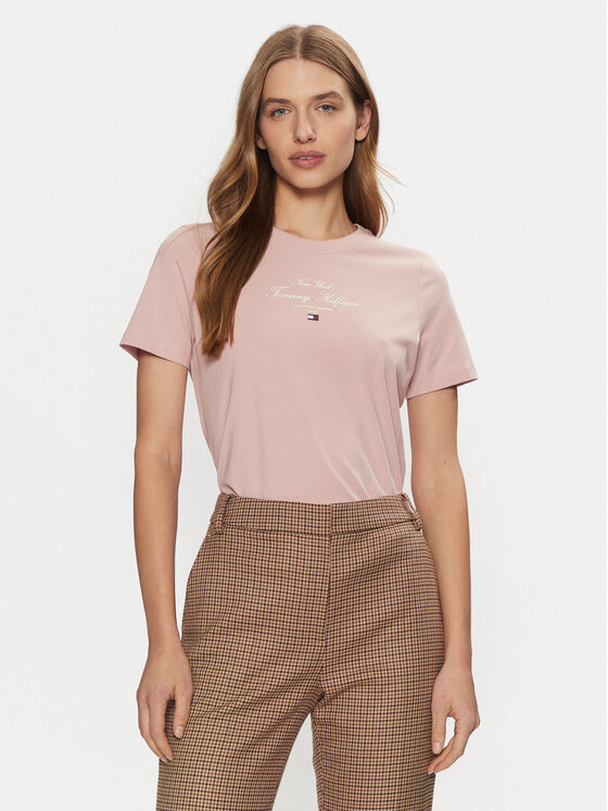 Tommy Hilfiger T-Shirt WW0WW43895 Różowy Regular Fit