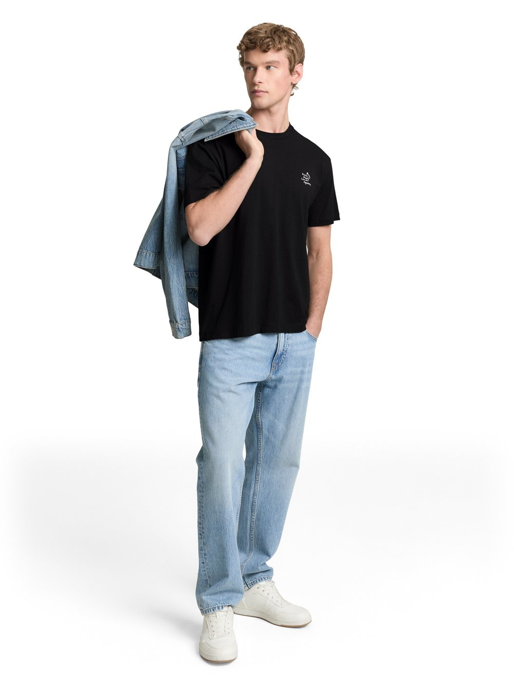 Tom Tailor Denim Koszulka męska Mężczyźni Bawełna czarny, XL