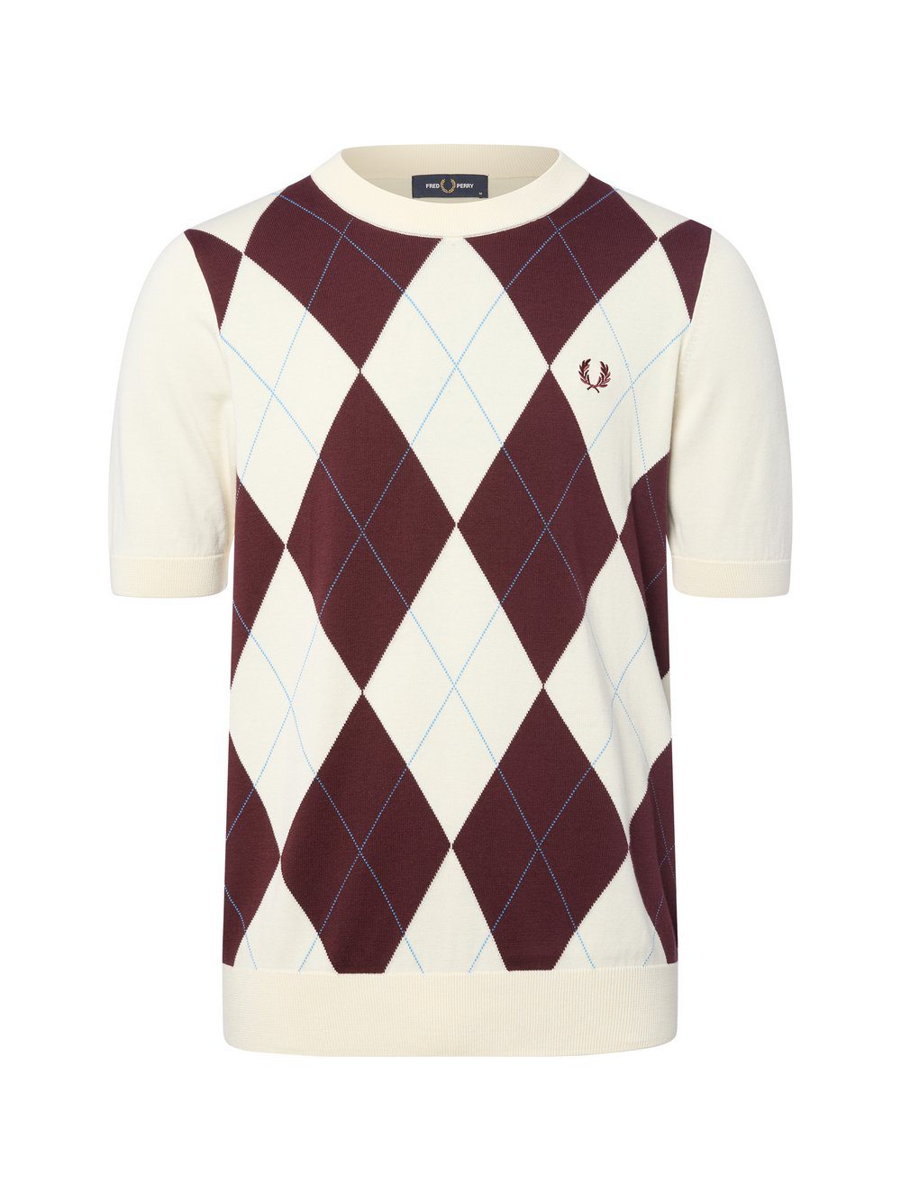 Fred Perry Męska koszula z dzianiny Mężczyźni drobna dzianina czerwony|biały, L