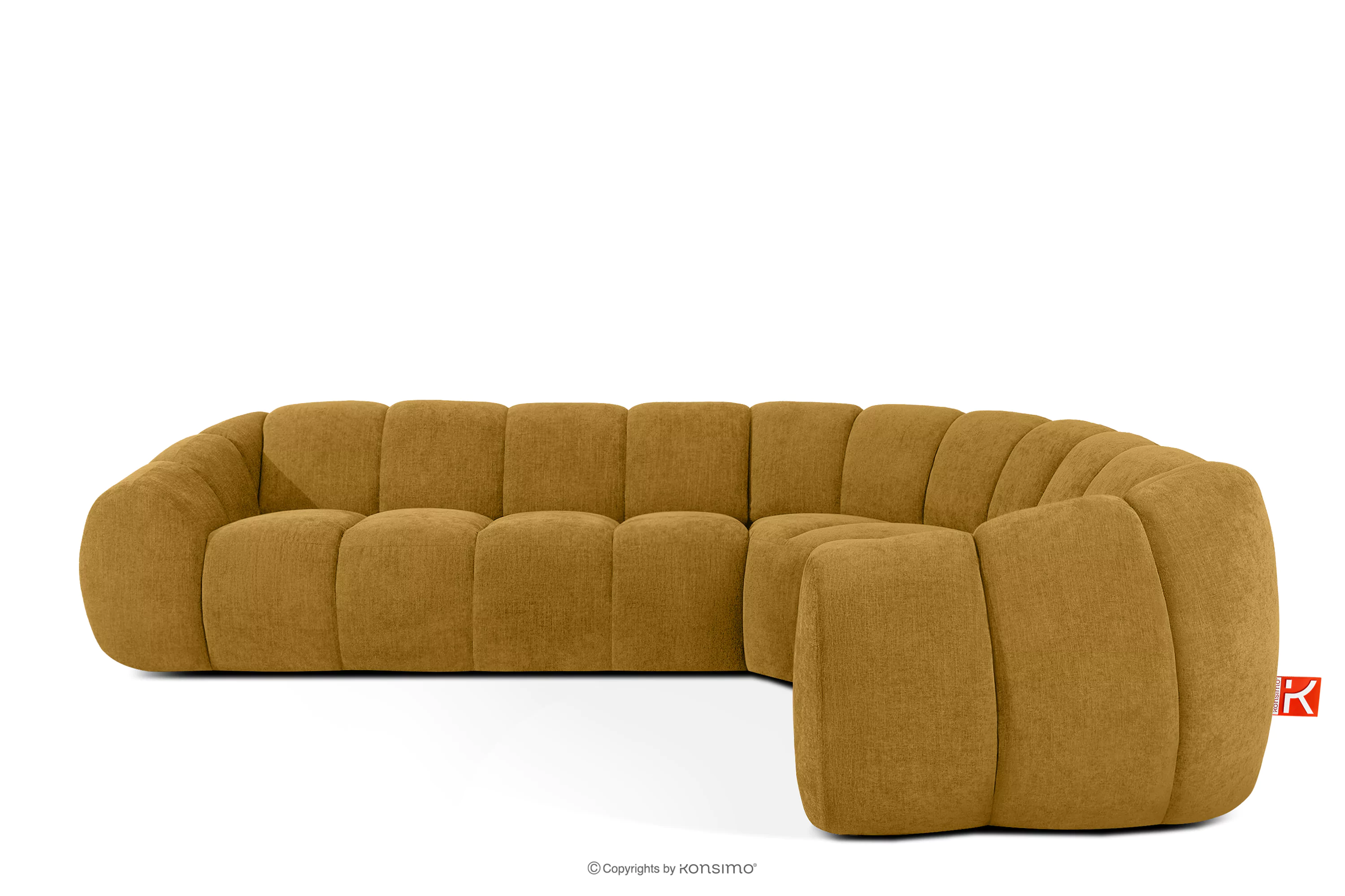 Pikowany narożnik w stylu retro modern prawy miodowy FLAVA