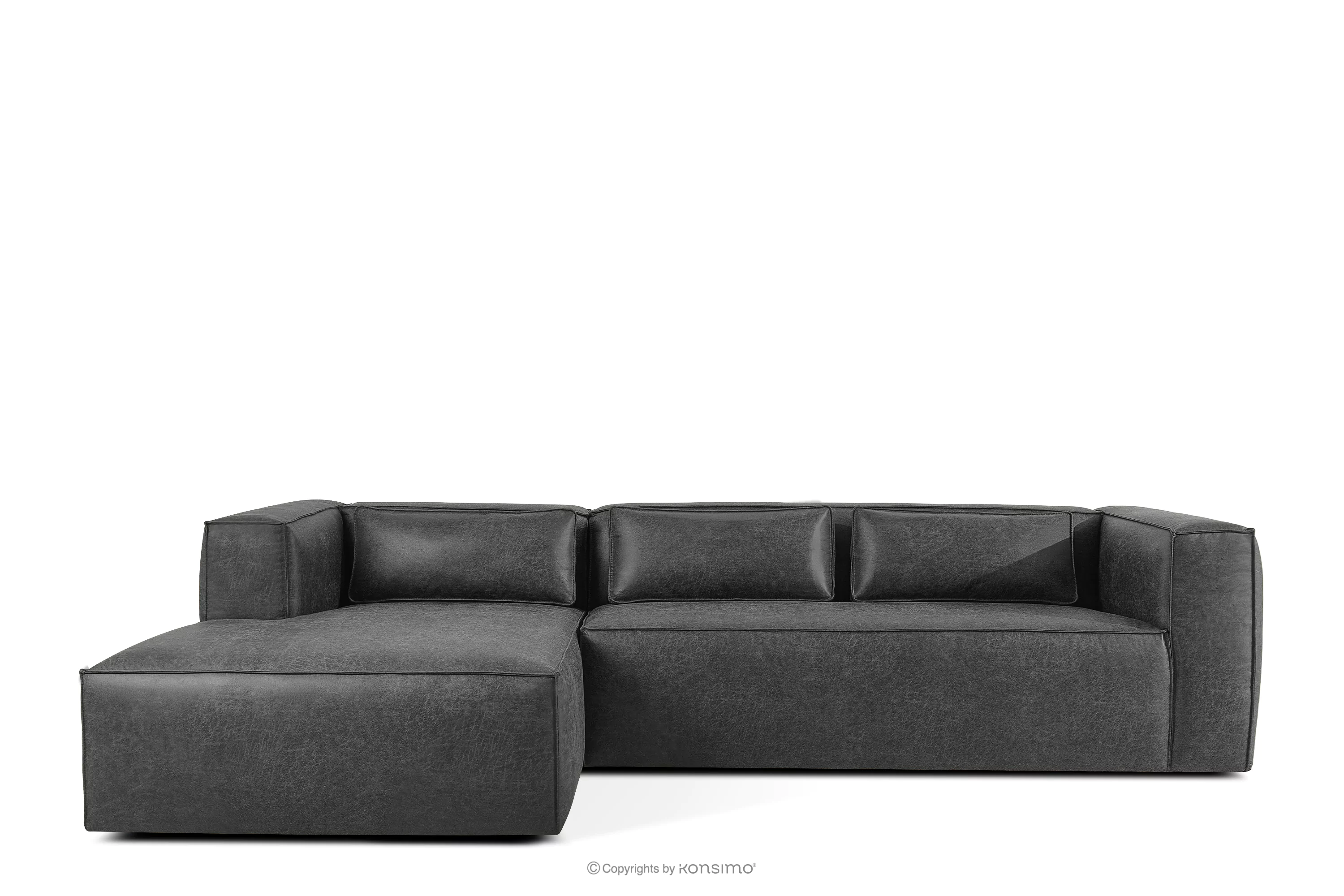 Narożnik w stylu loft tkanina skóropodobna ciemny szary lewy FEROX