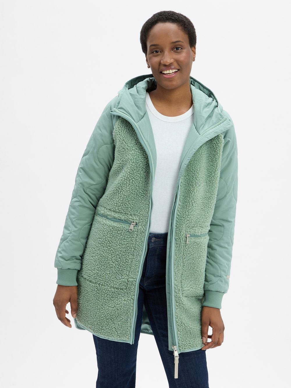 Ragwear Pluszowa parka damska - Longeddy Kobiety Sztuczne włókno zielony, S