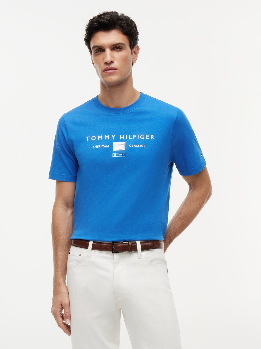Tommy Hilfiger Koszulka męska Mężczyźni Bawełna niebieski, S