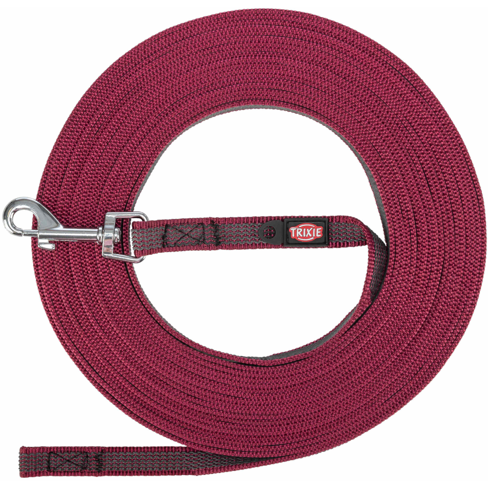 Trixie gumowana smycz treningowa, sangria - Rozm.: S–M: 10 m dł./ 15 mm szer.