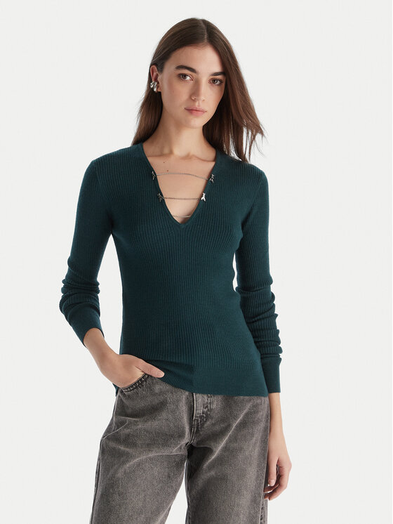 Patrizia Pepe Sweter 2K0331/K7S0-G619 Zielony Regular Fit