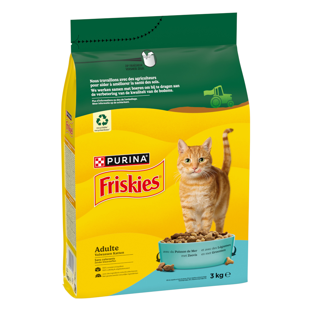 PURINA Friskies Adult Cat, z rybami morskimi i warzywami - 3 kg