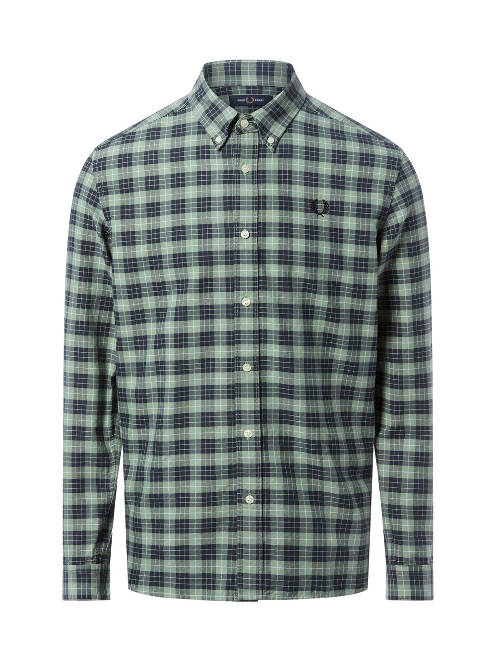 Fred Perry Męska koszula casual - Tartan Oxford Mężczyźni Comfort Fit Bawełna zielony, L