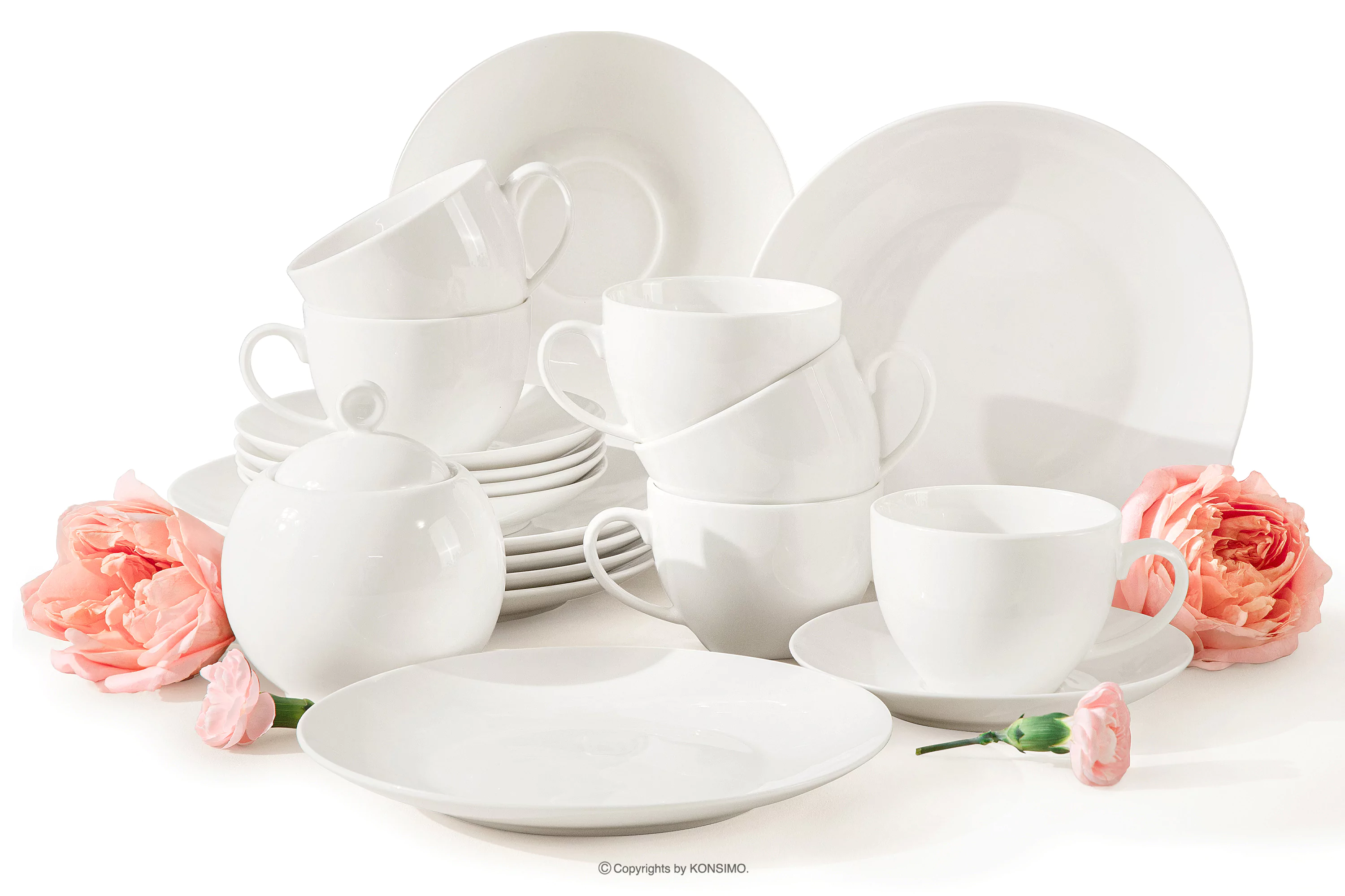 Zestaw kawowy twarda porcelana  6 os. (19 el.) ecru AD BELLA miniaturka
