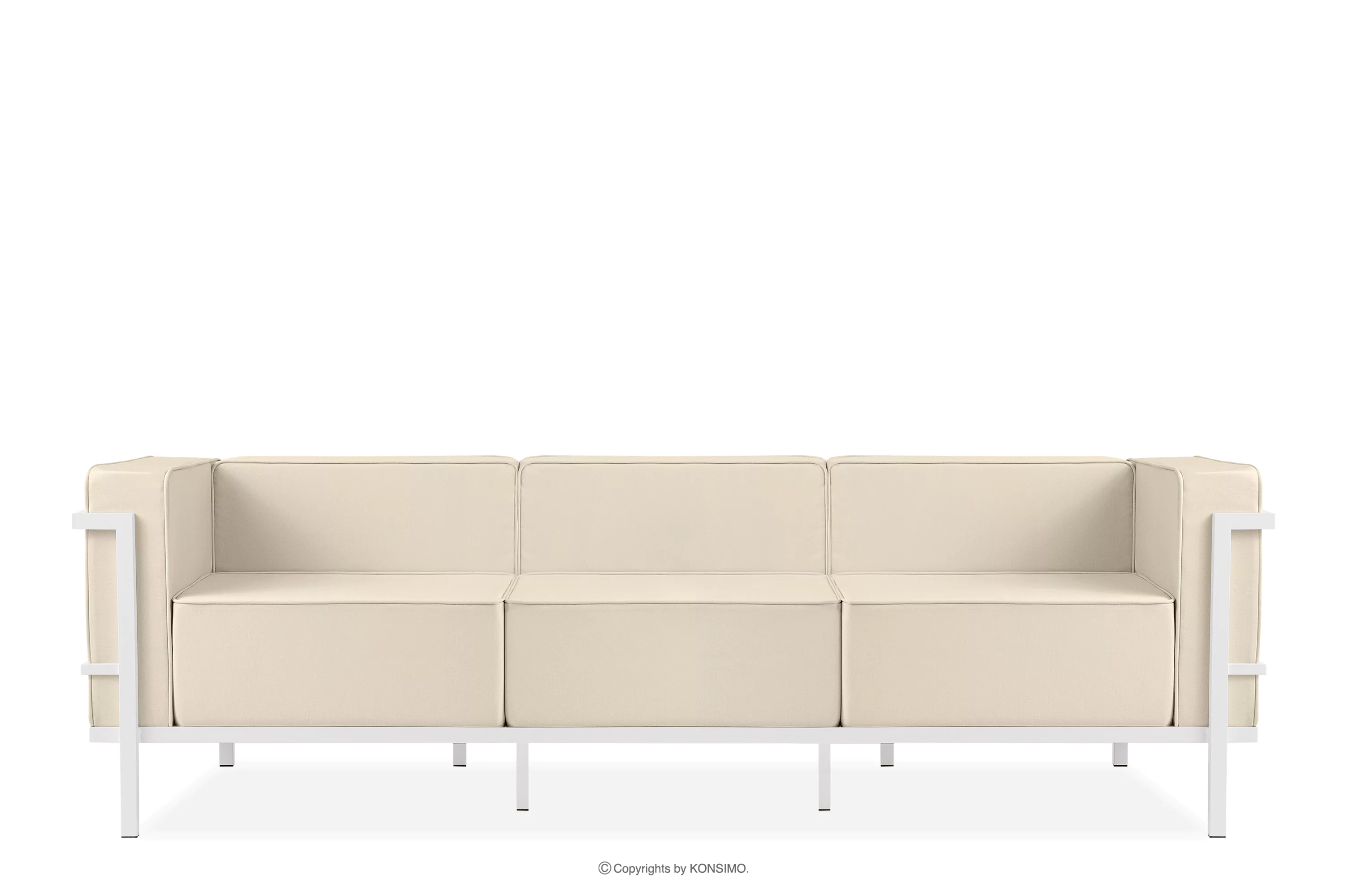 Nowoczesna sofa ogrodowa 3 na metalowych nóżkach biały/kremowy TRIGLO