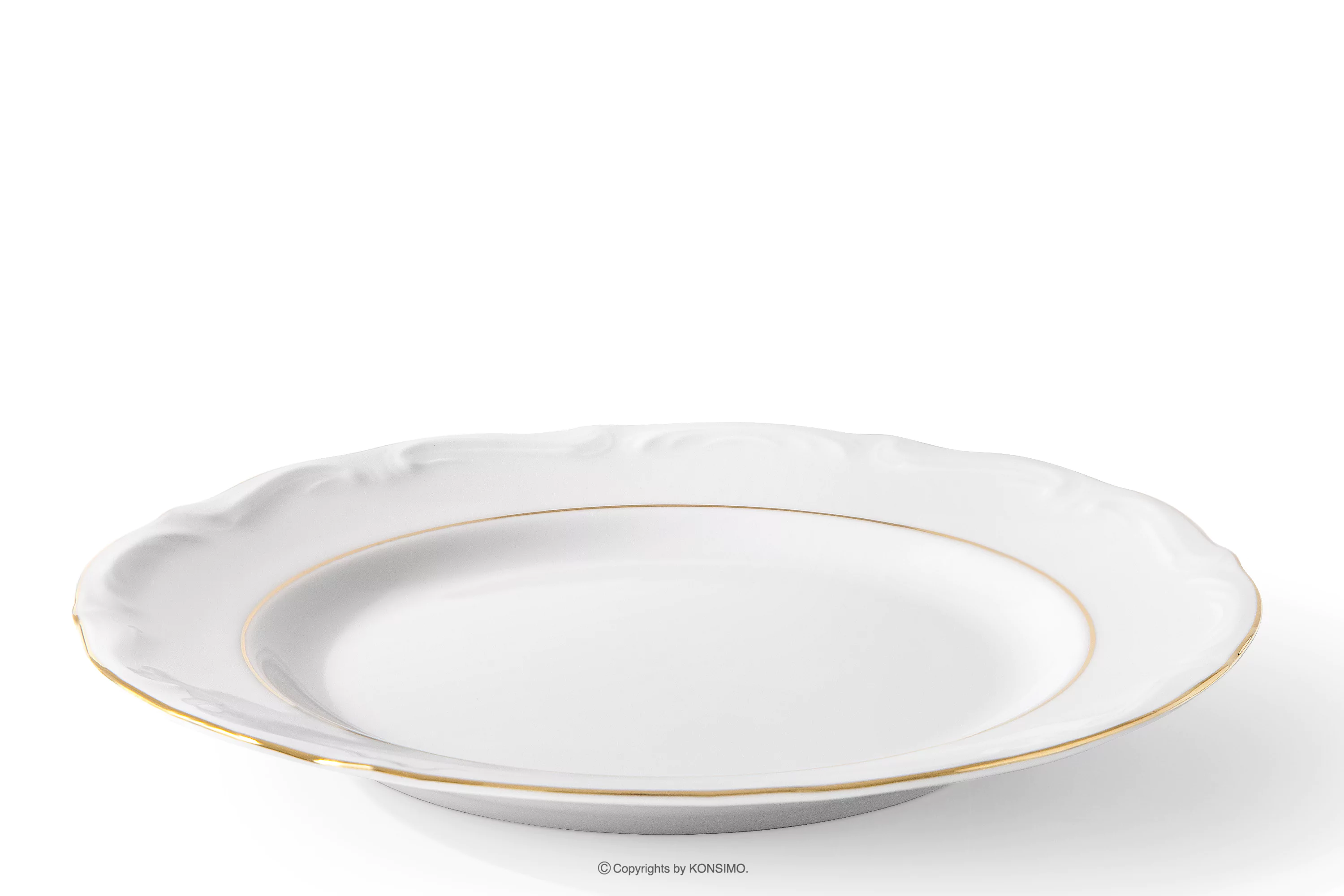 Talerz obiadowy klasyczny z porcelany biały/złota linia MARIA TERESA ZŁOTA LINIA