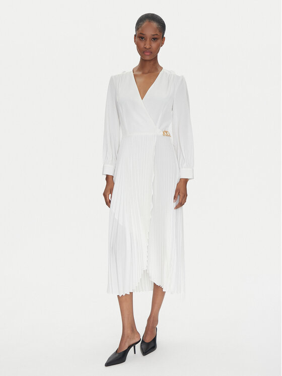 TWINSET Sukienka koktajlowa 251TP2420 Écru Loose Fit