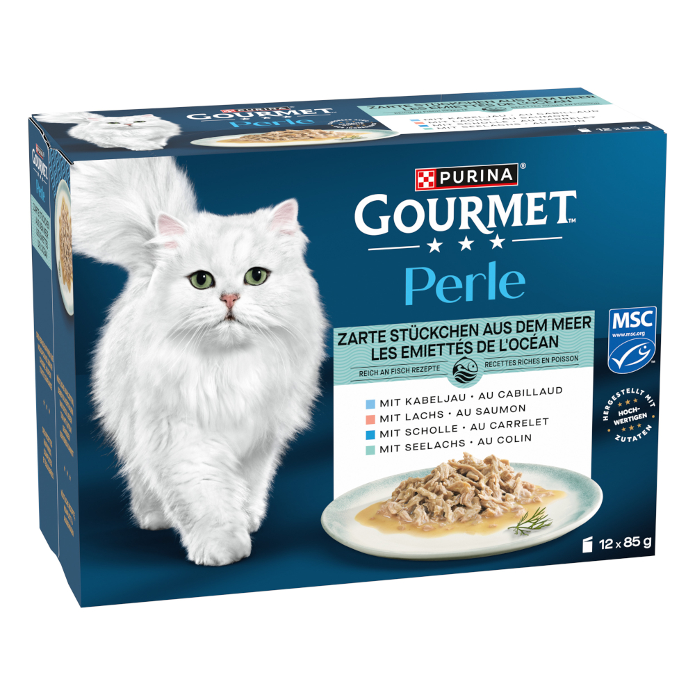 Gourmet Perle Wybór dań mieszanych, w sosie, 12 x 85 g - Delikatesy z morza w sosie (4 smaki)