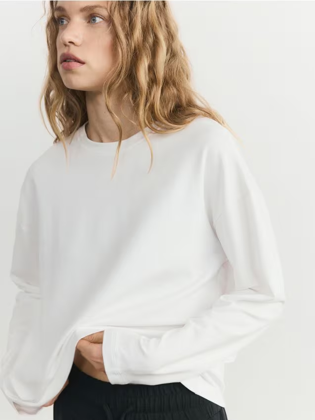 Reserved - Longsleeve z modalem - biały