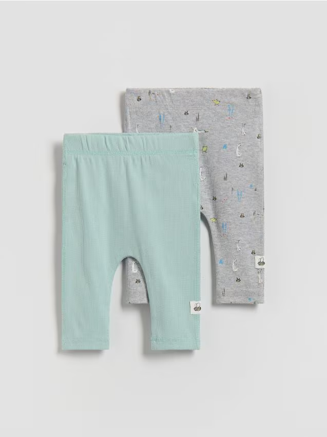 Reserved - Prążkowane legginsy 2 pack - zielony