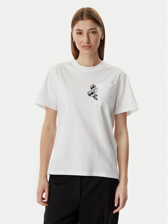 KARL LAGERFELD T-Shirt B2W17081 Biały Regular Fit