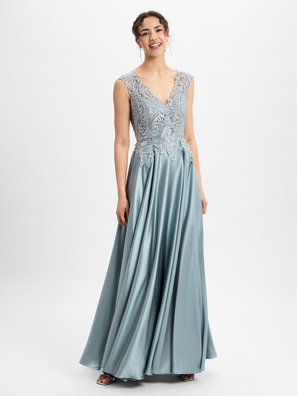 Luxuar Fashion Damska sukienka wieczorowa Kobiety zielony|szary|srebrny, 44