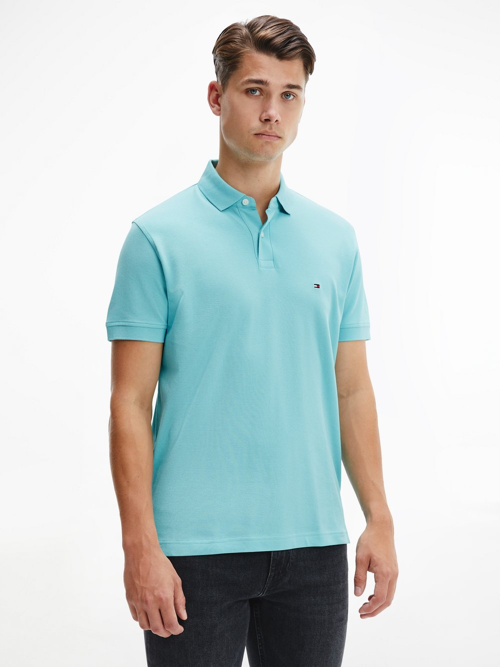 Tommy Hilfiger Męska koszulka polo Mężczyźni Bawełna niebieski, L