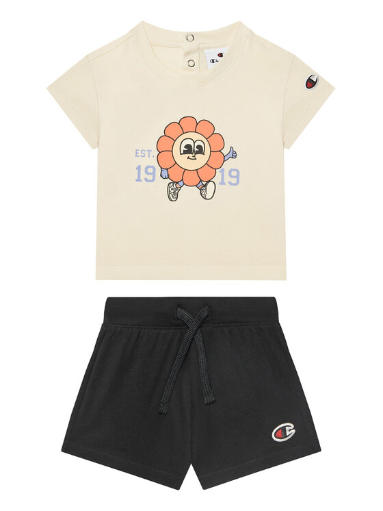 Champion Komplet t-shirt i spodenki 405117 Beżowy Regular Fit