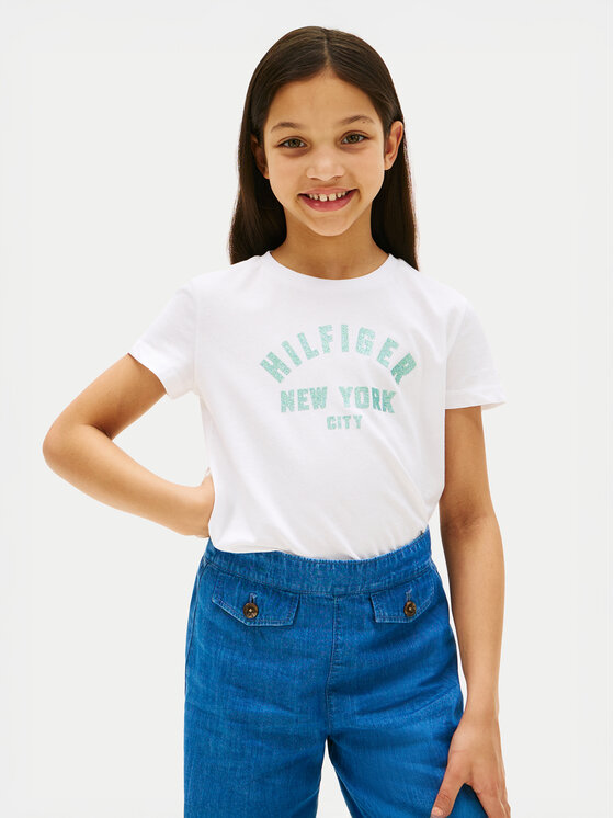 Tommy Hilfiger T-Shirt Graphic KG0KG08813 Biały Regular Fit