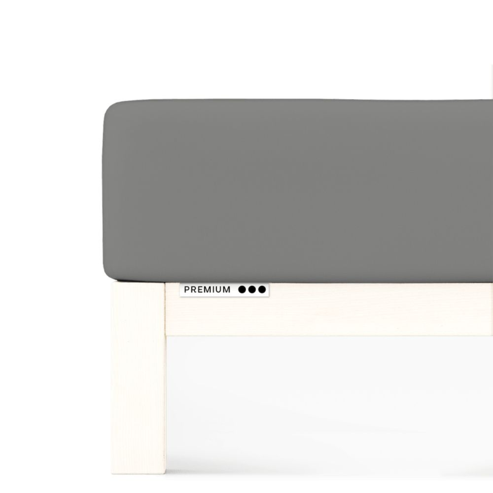 Prześcieradło Premium Schlafgut 180 x 200cm-200 x 220cm Gray Mid 128 bawełna, antyalergiczny