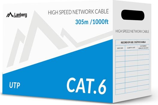 Kabel UTP kat. 6 305M drut CCA Lanberg