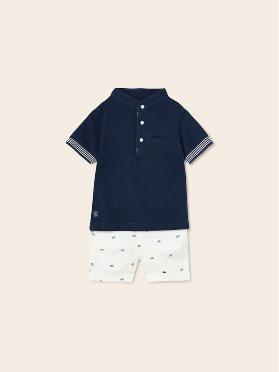 Mayoral Komplet polo i spodenki 1296 Biały Regular Fit