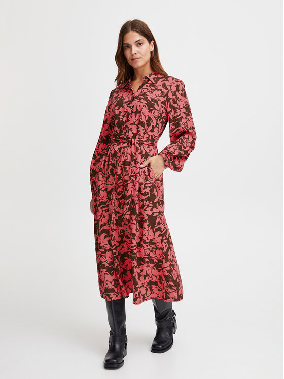 Fransa Sukienka koszulowa 20612464 Różowy Regular Fit