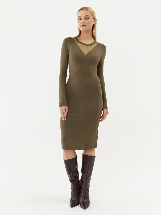 Fracomina Sukienka dzianinowa FJ23WD5002K51801 Khaki Slim Fit
