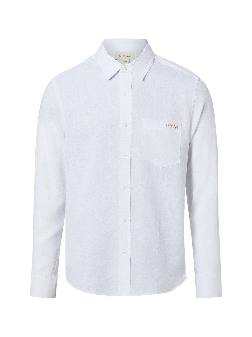 Calvin Klein Jeans Męska koszula lniana Mężczyźni Regular Fit len biały, M