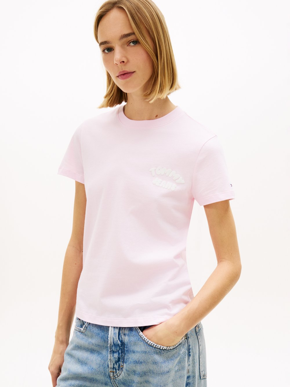 Tommy Jeans Koszulka damska Kobiety Bawełna różowy, L