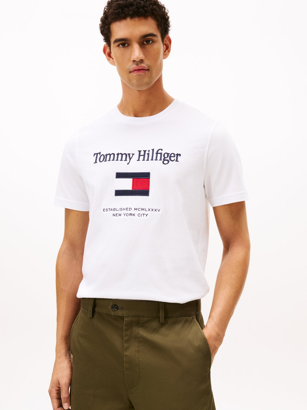 Tommy Hilfiger Koszulka męska Mężczyźni Bawełna biały, M
