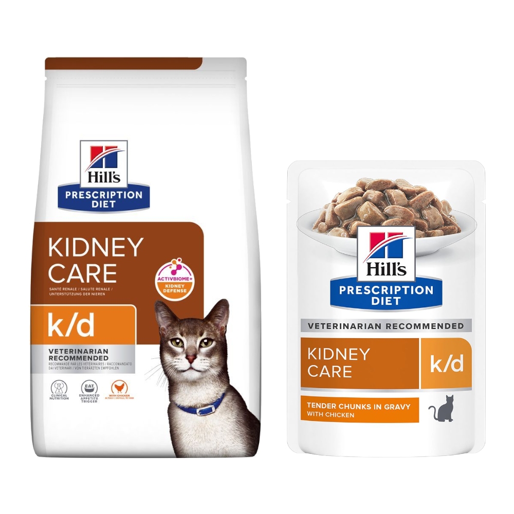 Hill's Prescription Diet Feline: karma sucha dla kota, 8 kg + karma mokra, 12 x 85 g gratis! - k/d Kidney Care, kurczak, 8 kg + k/d Kidney Care - Kurczak, 12 x 85 g