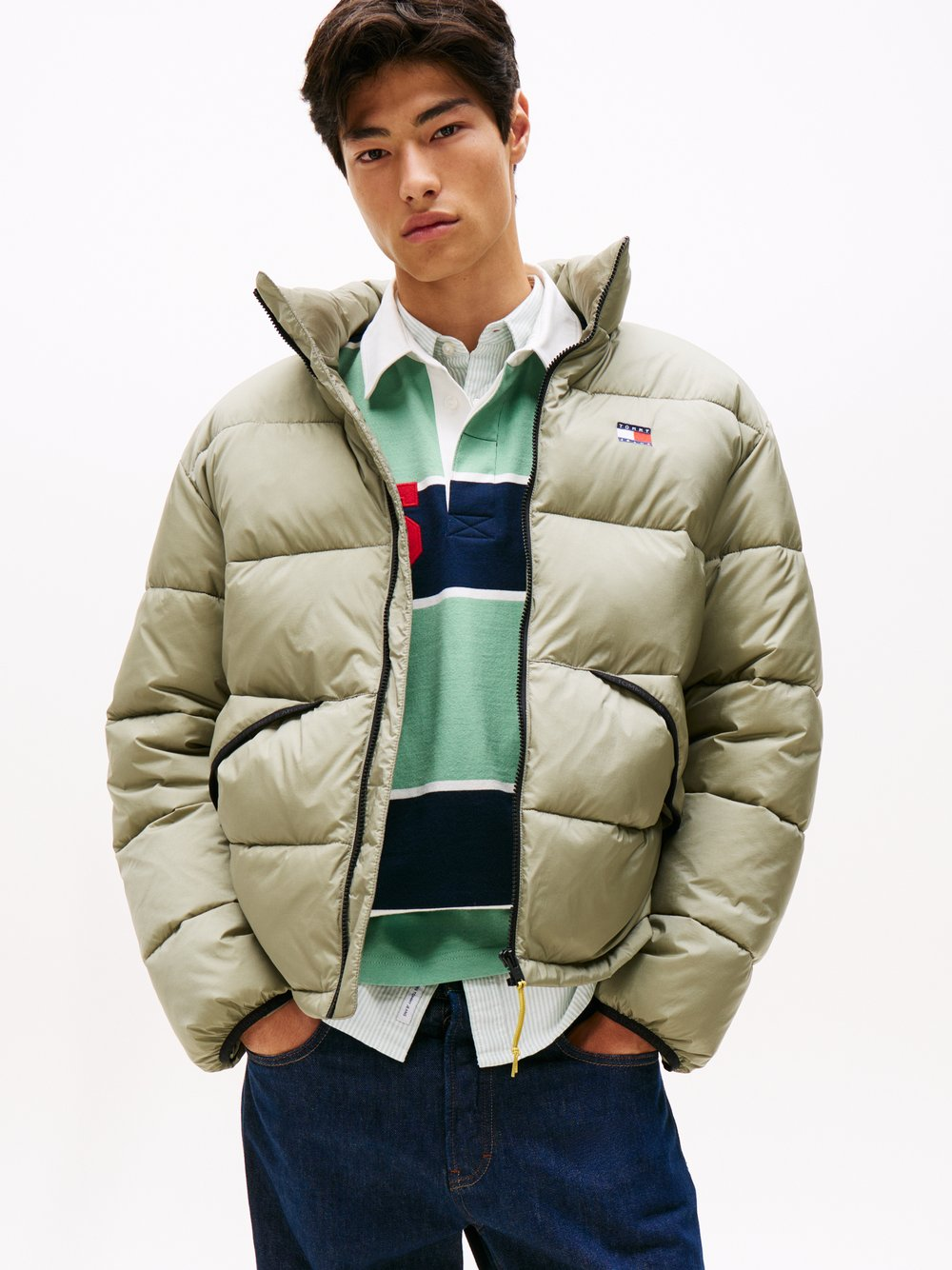 Tommy Jeans Pikowana kurtka męska Mężczyźni zielony, XXL