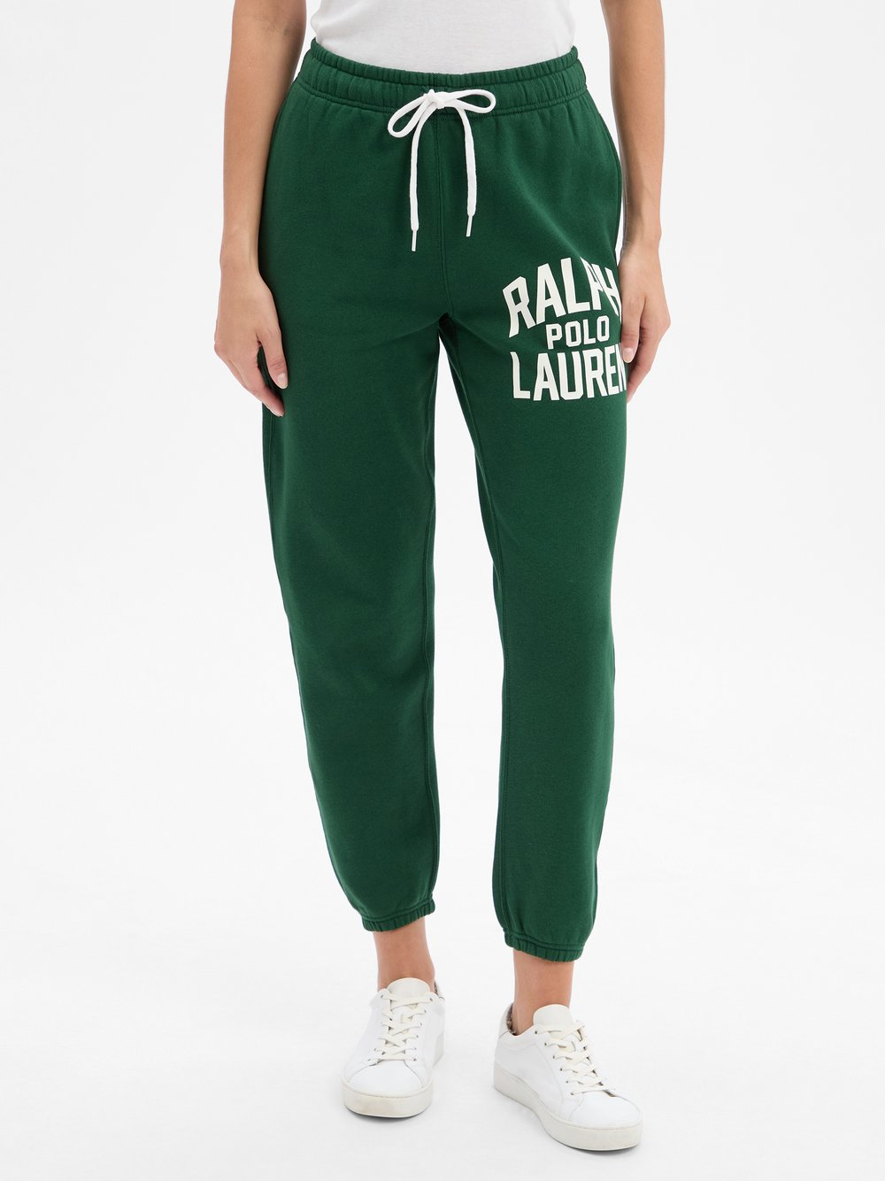 Polo Ralph Lauren Damskie spodnie do biegania Kobiety Bawełna zielony|biały, M