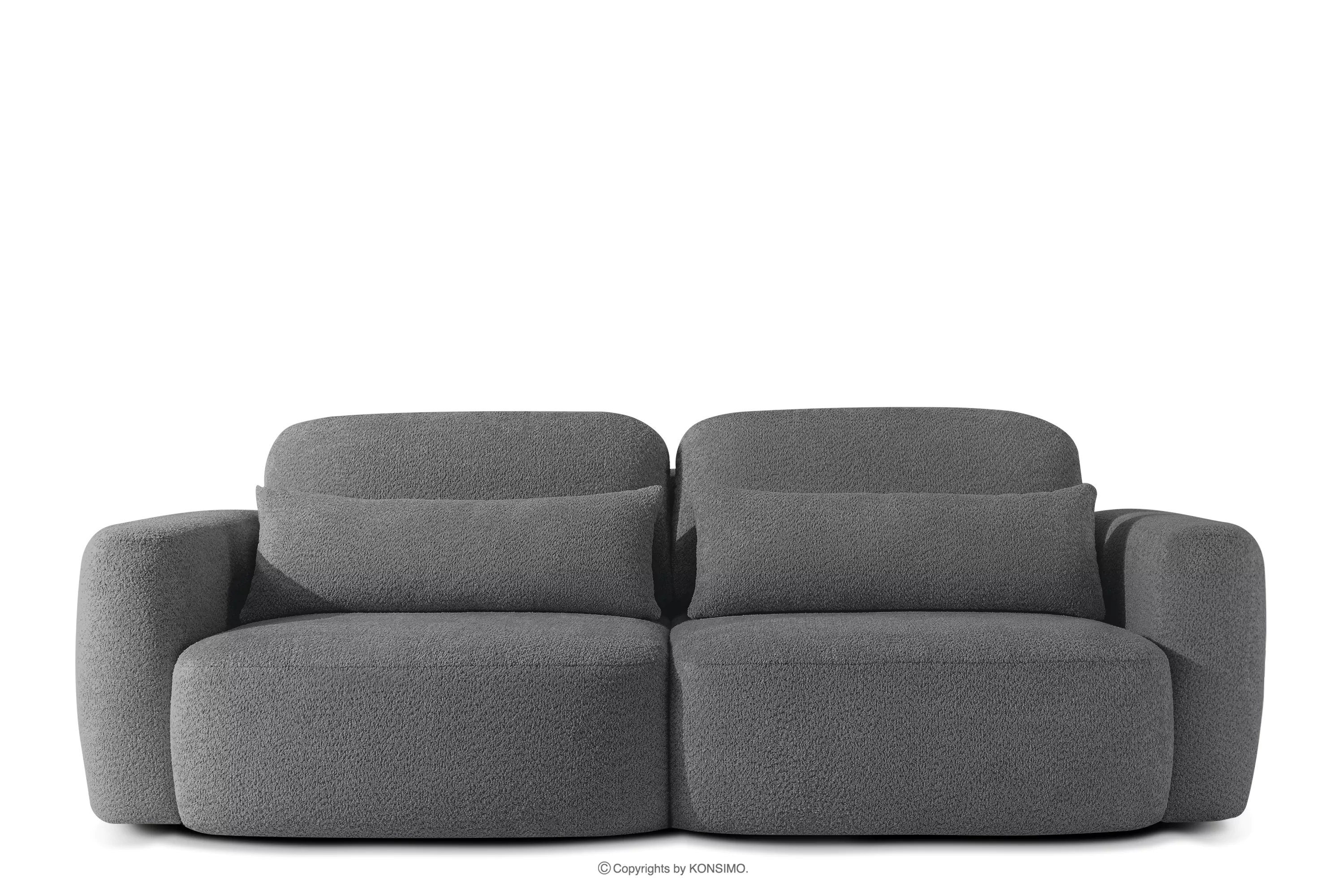 Sofa trzyosobowa w stylu japońskim w tkaninie boucle ciemny szary ELOSA