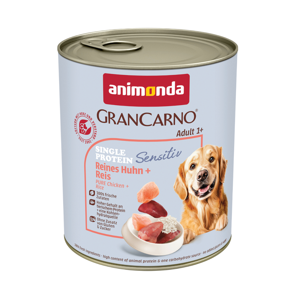 Megapakiet animonda GranCarno Adult Sensitive, 24 x 800 g - Kurczak i ryż